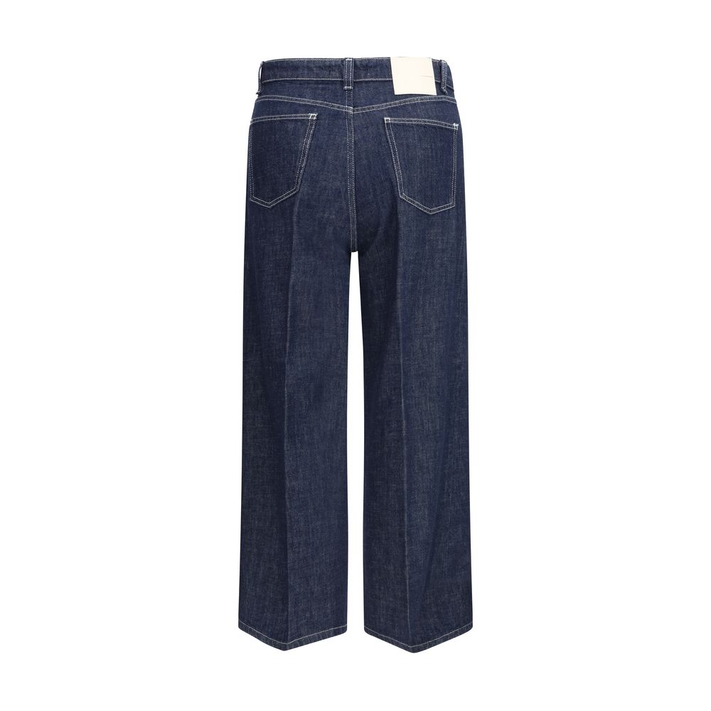 Cruna Blue Cotton Wide-Leg Jeans