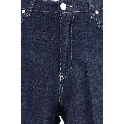 Cruna Blue Cotton Wide-Leg Jeans
