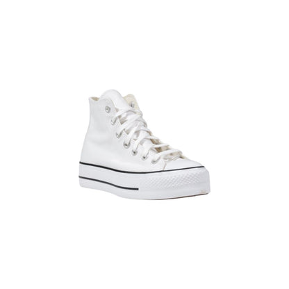 Converse White Polyester PLATFORM High-Top Sneakers