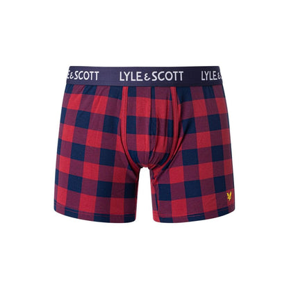 Lyle & Scott OTIS Bordeaux Cotton Boxers Set with Coordinated Socks
