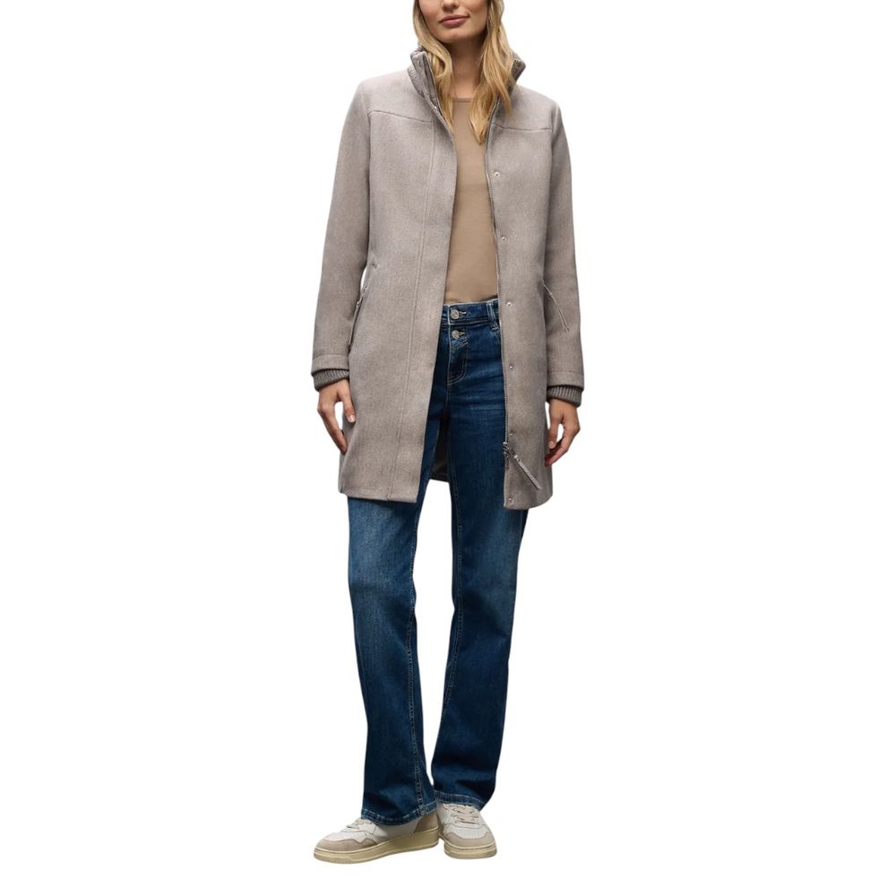 Street One Gray Polyester Teddy Coat