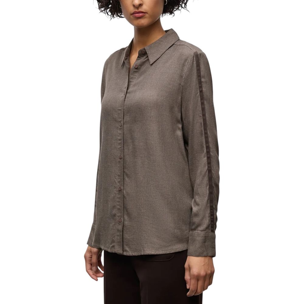 Street One Brown Viscose Blouse - Elegant Long-Sleeved Shirt for Every Occasion