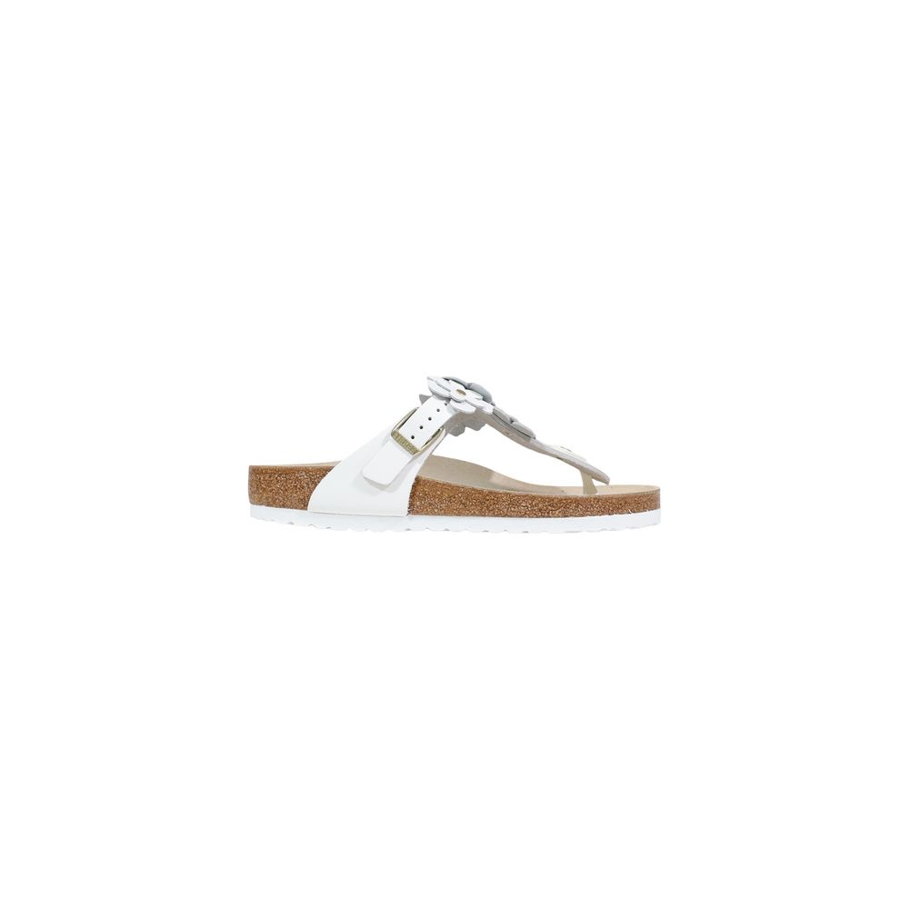 Birkenstock Gizeh Flowers White Leather Flat Sandals