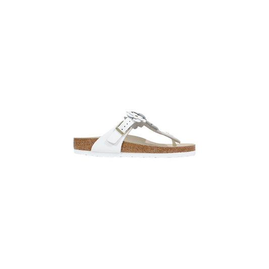 Birkenstock Gizeh Flowers White Leather Flat Sandals