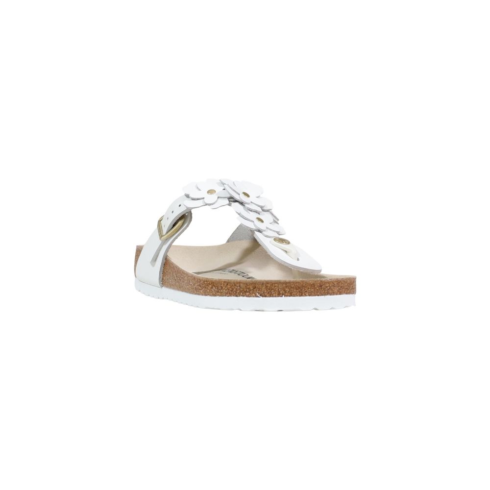 Birkenstock Gizeh Flowers White Leather Flat Sandals
