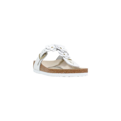 Birkenstock Gizeh Flowers White Leather Flat Sandals