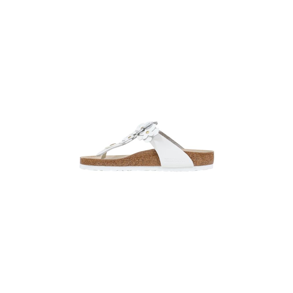 Birkenstock Gizeh Flowers White Leather Flat Sandals