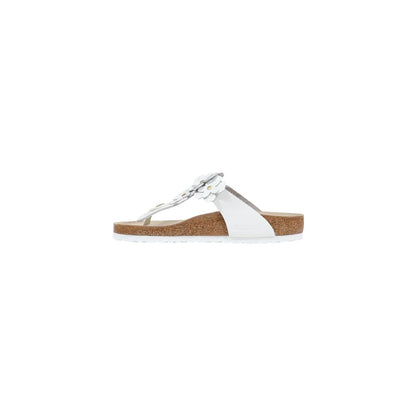 Birkenstock Gizeh Flowers White Leather Flat Sandals