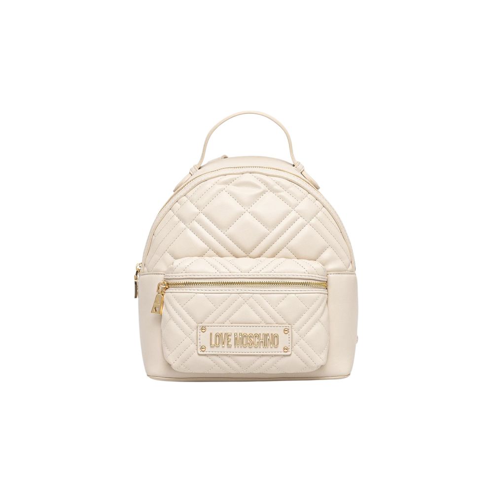 Love Moschino Beige Faux Leather Quilted Backpack