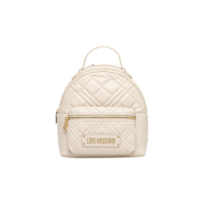 Love Moschino Beige Faux Leather Quilted Backpack