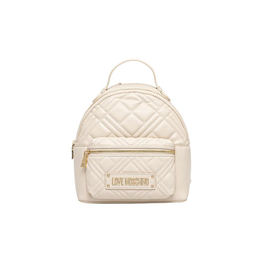 Love Moschino Beige Faux Leather Quilted Backpack