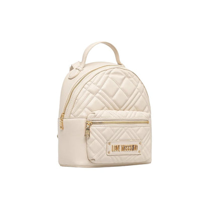 Love Moschino Beige Faux Leather Quilted Backpack