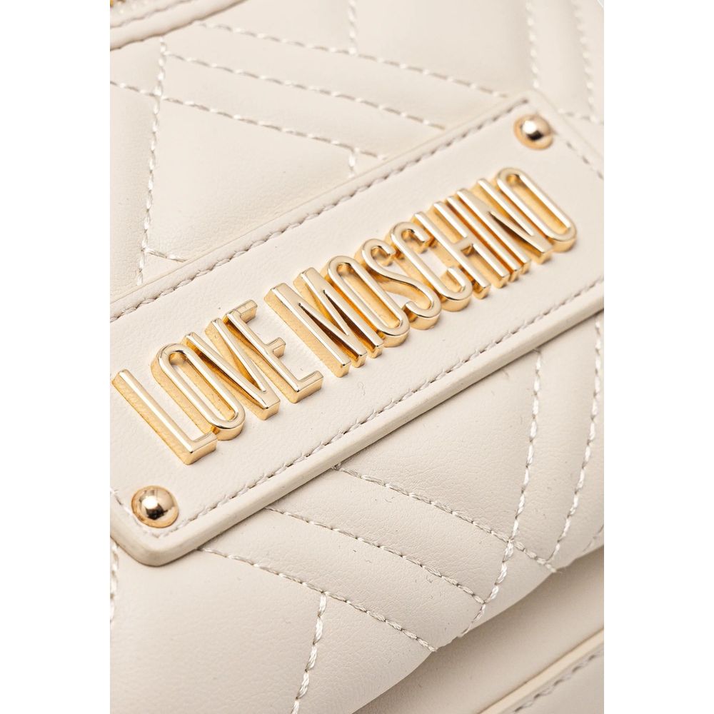 Love Moschino Beige Faux Leather Quilted Backpack