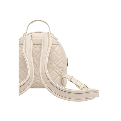 Love Moschino Beige Faux Leather Quilted Backpack