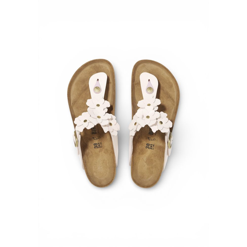 Birkenstock Gizeh Flowers Pink Leather Flat Sandals