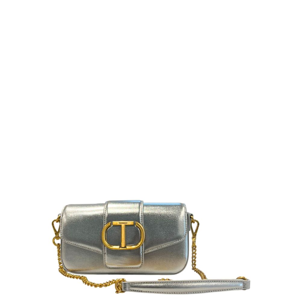 Twinset Silver PU Women Shoulder Bag - Chic Versatility Redefined