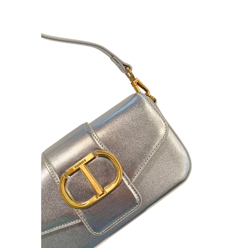 Twinset Silver PU Women Shoulder Bag - Chic Versatility Redefined