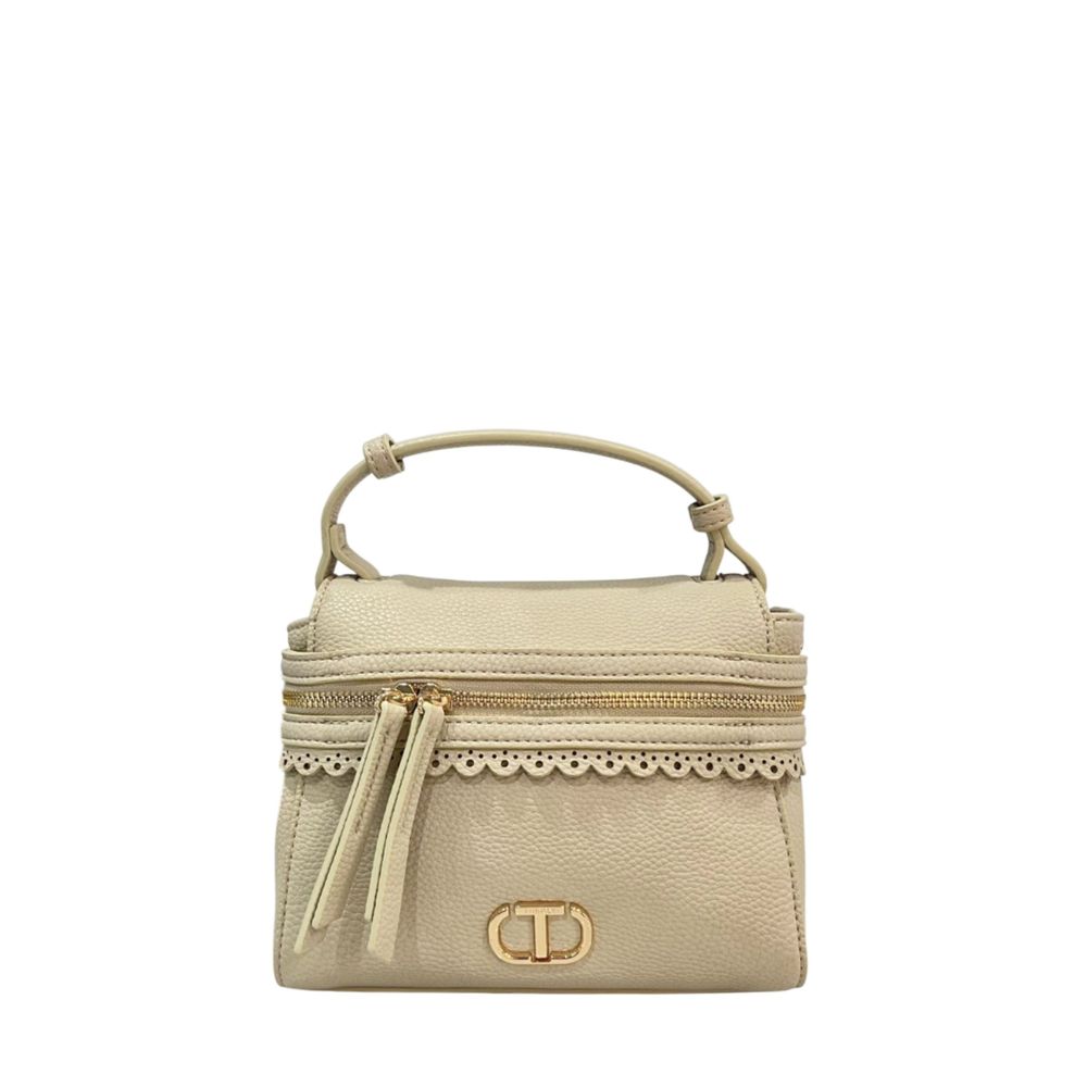 Twinset Beige Polyethylene Shoulder Bag - Mini Handbag with Adjustable Strap