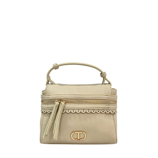 Twinset Beige Polyethylene Shoulder Bag - Mini Handbag with Adjustable Strap
