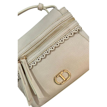 Twinset Beige Polyethylene Shoulder Bag - Mini Handbag with Adjustable Strap
