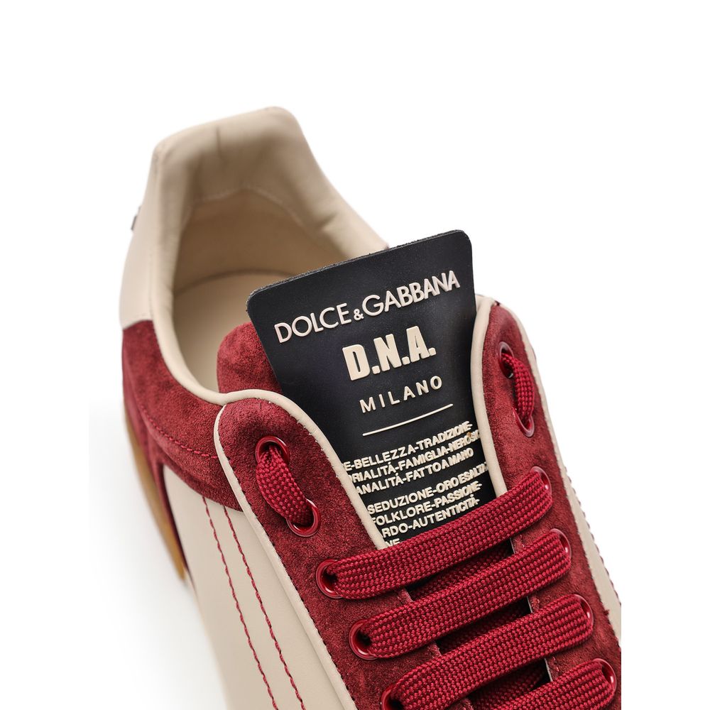 Dolce & Gabbana White Leather Low-Top Sneakers