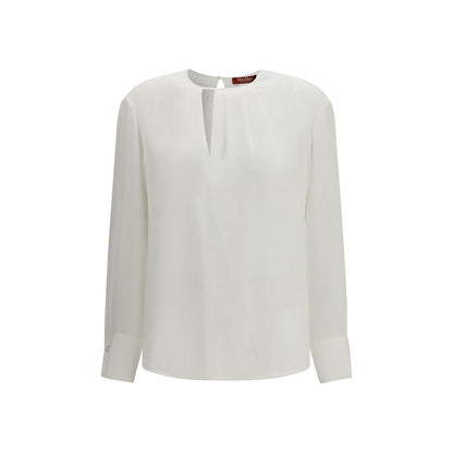Max Mara White Triacetate Blouse - Elegant Femininity Redefined
