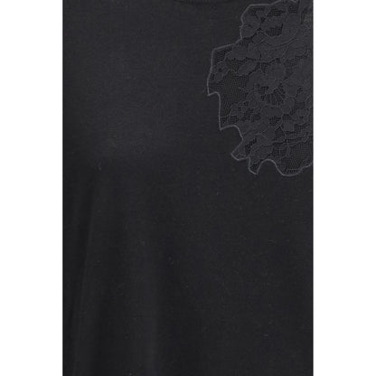 Max Mara Black Silk Sweatshirt with Lace Inserts