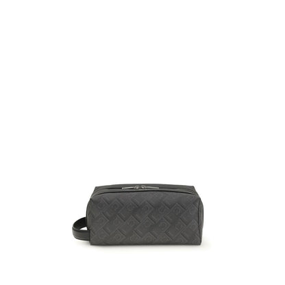 Ferragamo Black Calf Leather Bos Taurus Dopp Kit Beauty Case