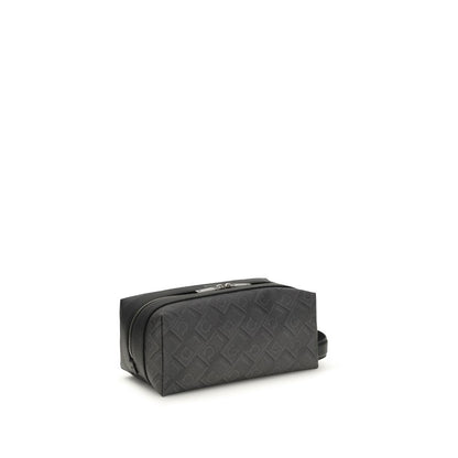 Ferragamo Black Calf Leather Bos Taurus Dopp Kit Beauty Case