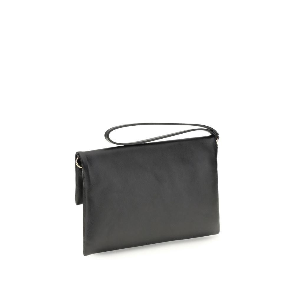 Fendi Black Calf Leather Bos Taurus Mamma Baguette Clutch Bag