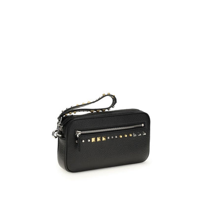Valentino Garavani Black Calf Leather Rockstud Clutch Bag