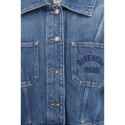 Givenchy Blue Cotton Cocoon Cropped Denim Jacket