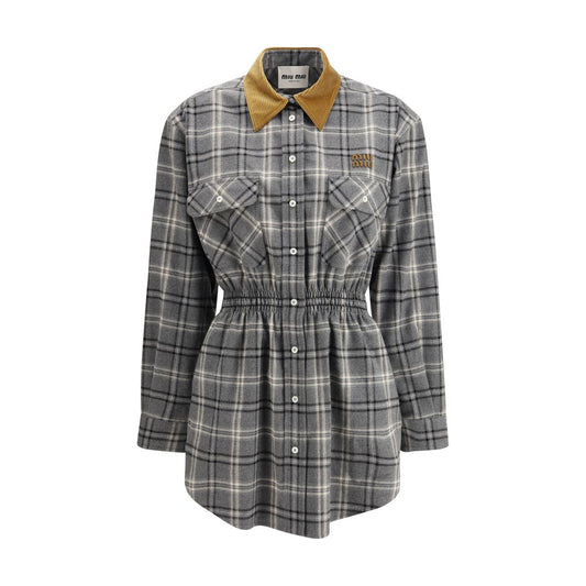 Miu Miu Gray Cotton Casual Mini-Dress