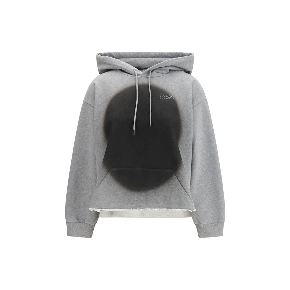 MM6 Gray Cotton Sweatshirt - Numeric Logo Spray Hoodie