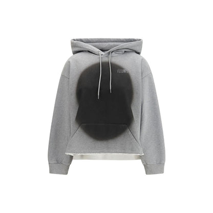 MM6 Gray Cotton Sweatshirt - Numeric Logo Spray Hoodie