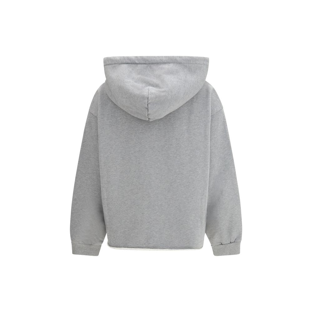MM6 Gray Cotton Sweatshirt - Numeric Logo Spray Hoodie