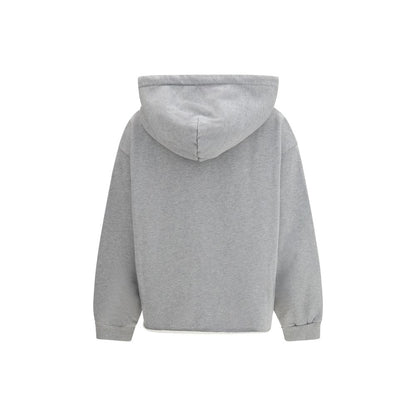 MM6 Gray Cotton Sweatshirt - Numeric Logo Spray Hoodie