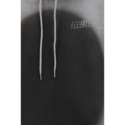 MM6 Gray Cotton Sweatshirt - Numeric Logo Spray Hoodie