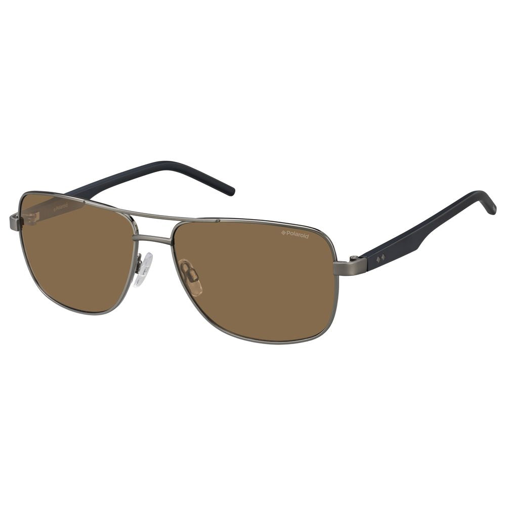 Polaroid Men's Sunglasses – Blue Metal Frame, Brown Lenses