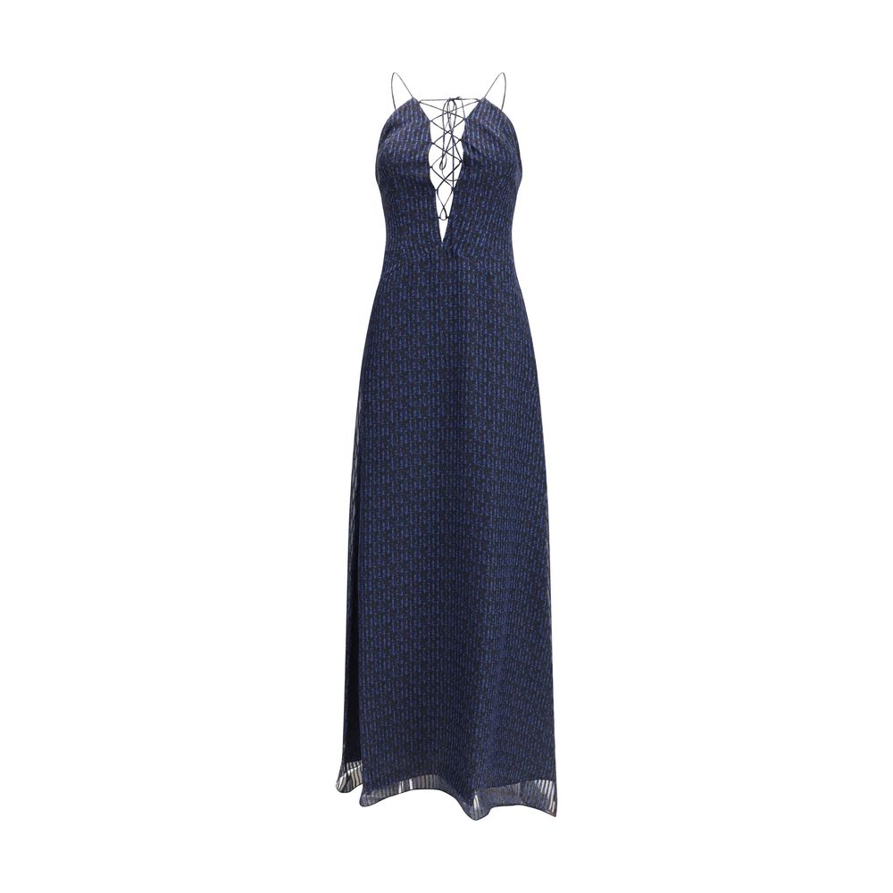 Kristina Ti Blue Silk Casual Dress - Charlene Amnesia Long Dress