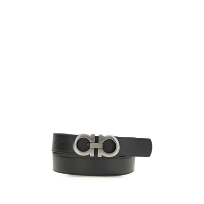 Ferragamo Black Leather Regular Belt - Timeless Elegance