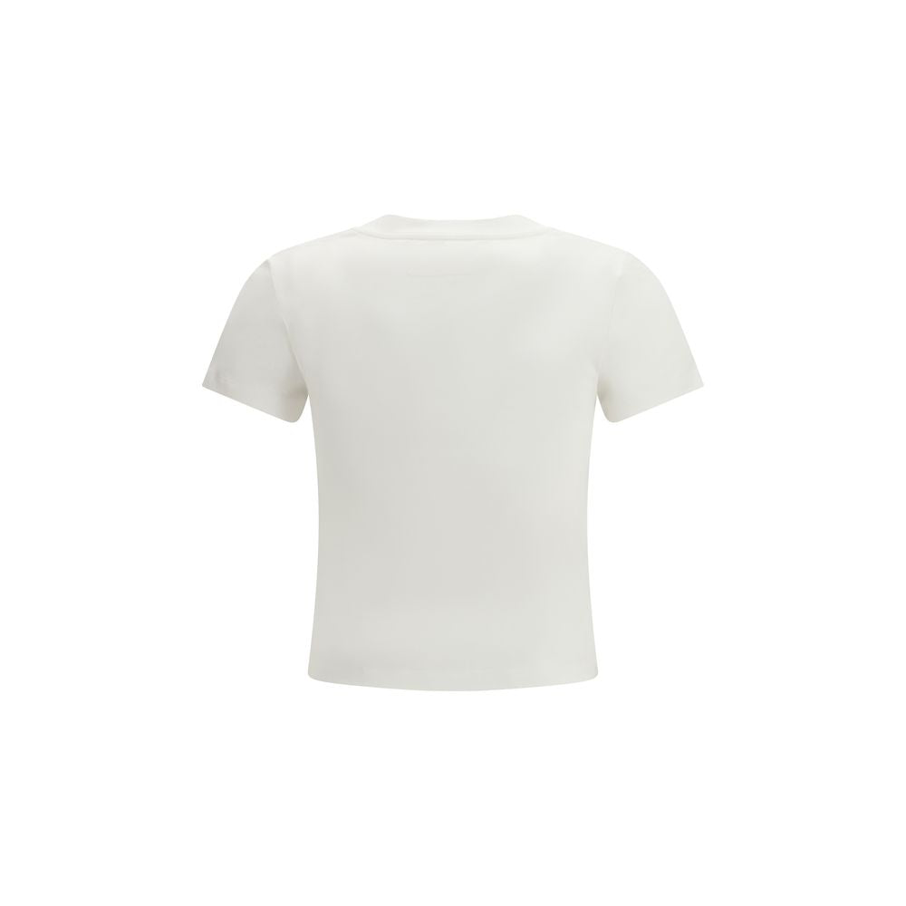 MM6 White Cotton T-Shirt with Jacquard Graphic Print