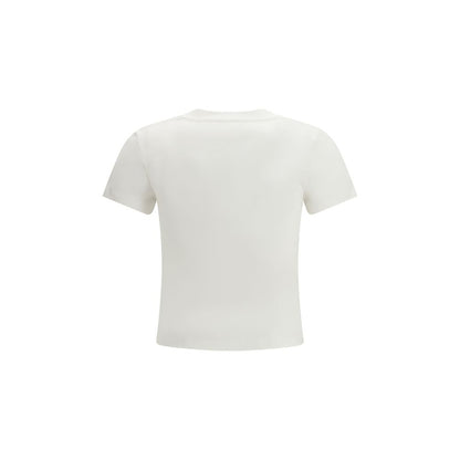 MM6 White Cotton T-Shirt with Jacquard Graphic Print