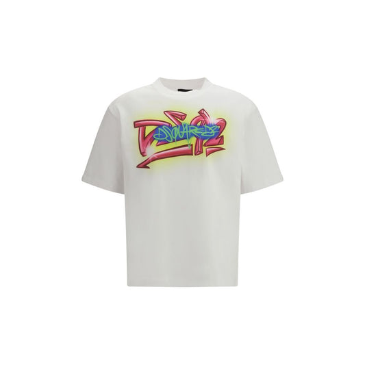Dsquared² White Cotton T-Shirt with Graphic Print