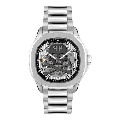 Philipp Plein Gray Stainless Steel Dress Watch: Bold Luxury Redefined