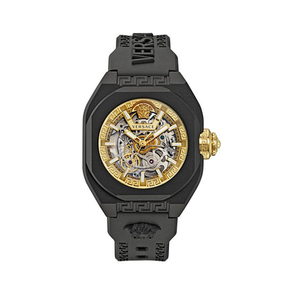 Versace Black & Gold V-Legend Skeleton Watch for Men