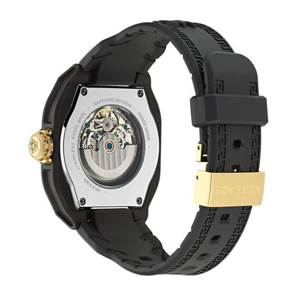 Versace Black & Gold V-Legend Skeleton Watch for Men