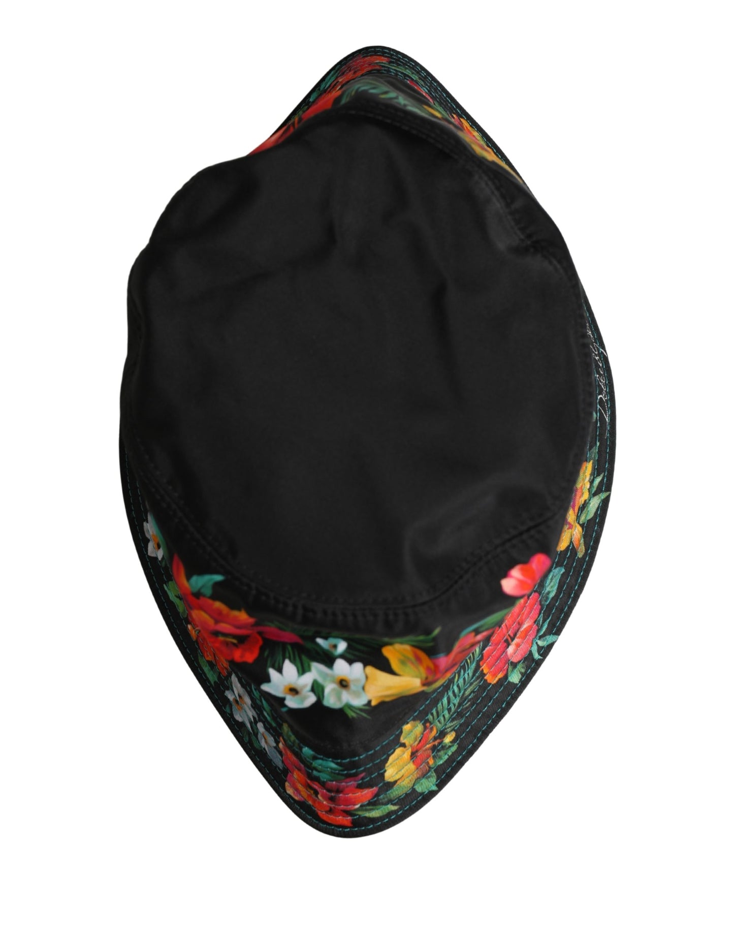 Dolce & Gabbana Men's Black Floral Print Nylon Fisherman Cap Hat
