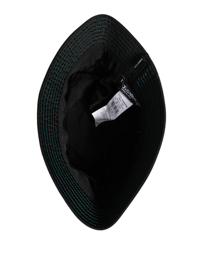 Dolce & Gabbana Men's Black Floral Print Nylon Fisherman Cap Hat