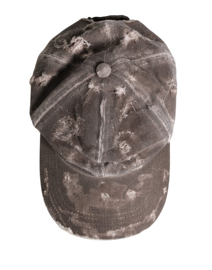 Dolce & Gabbana Men Brown Cotton Distressed Baseball Capello Hat